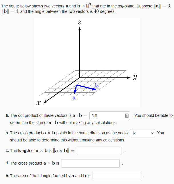 Solved The figure below shows two vectors a and b in R3 that | Chegg.com