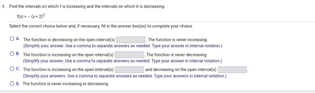 f 2x 2 3x 2 choose the correct option