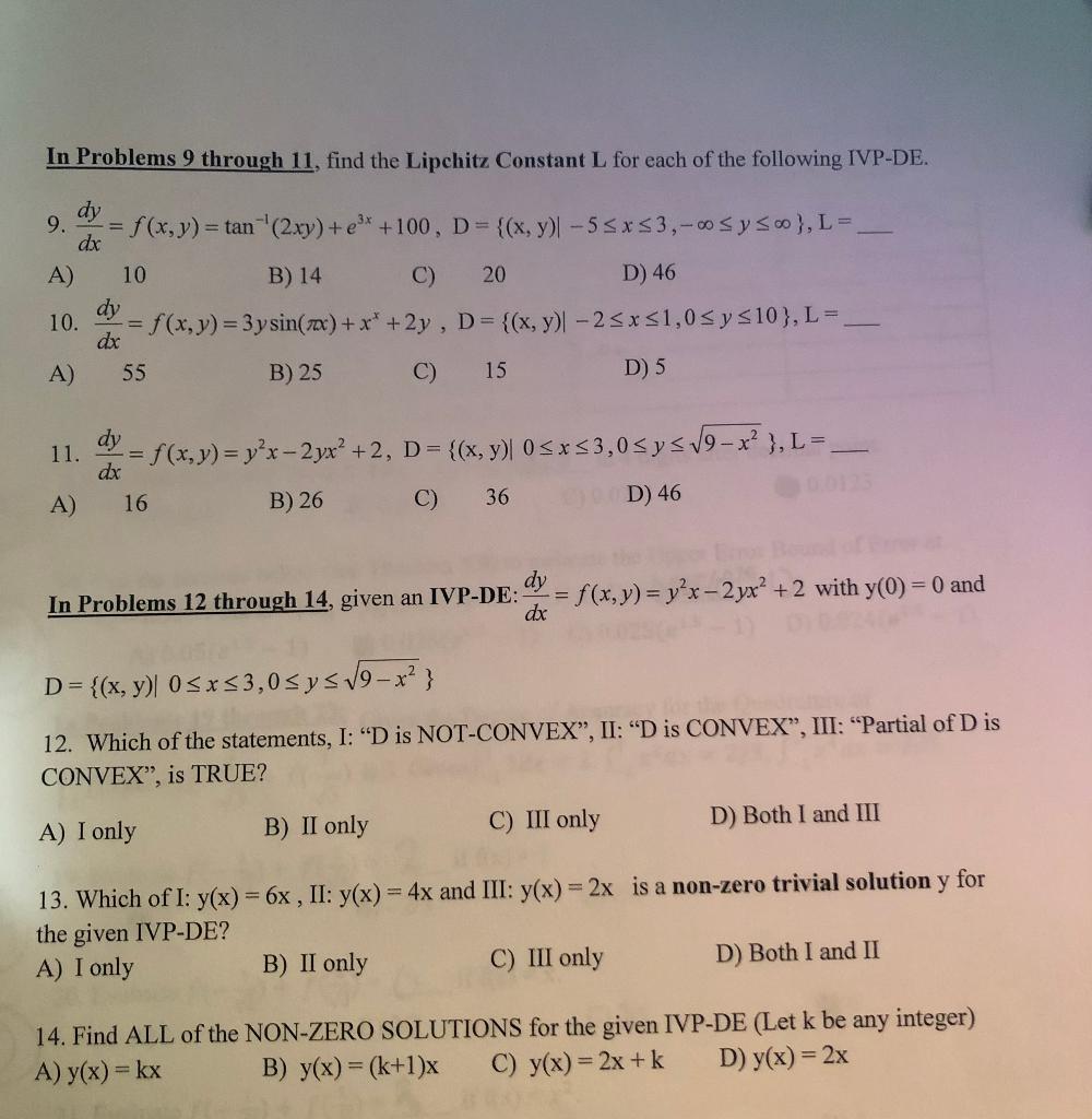 Solved In Problems 9 Through 11 Find The Lipchitz Consta Chegg Com