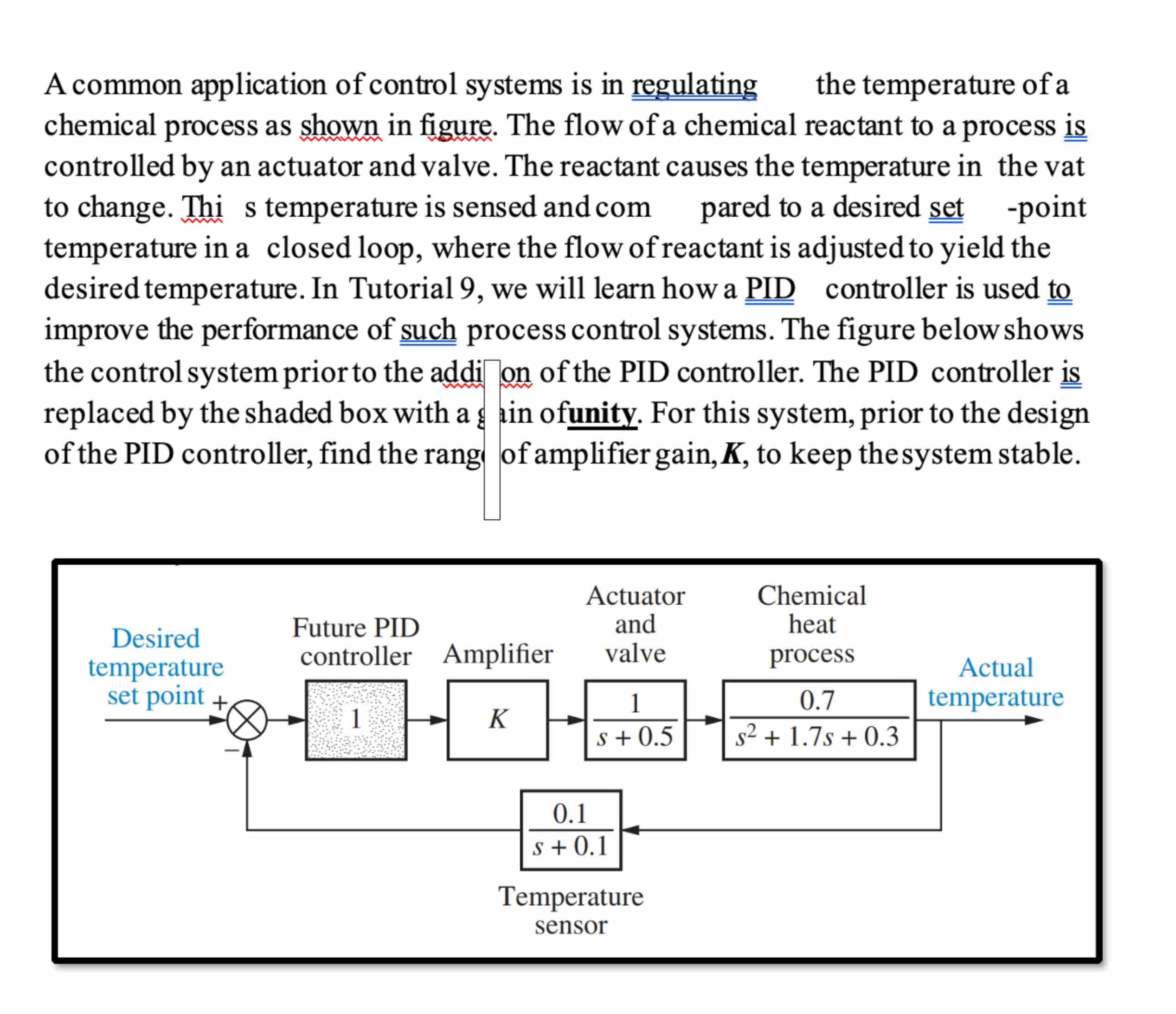 Solved A common application of control systems is in | Chegg.com