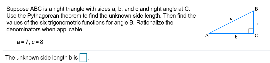 Suppose ABC is a right triangle with sides a, b, and | Chegg.com