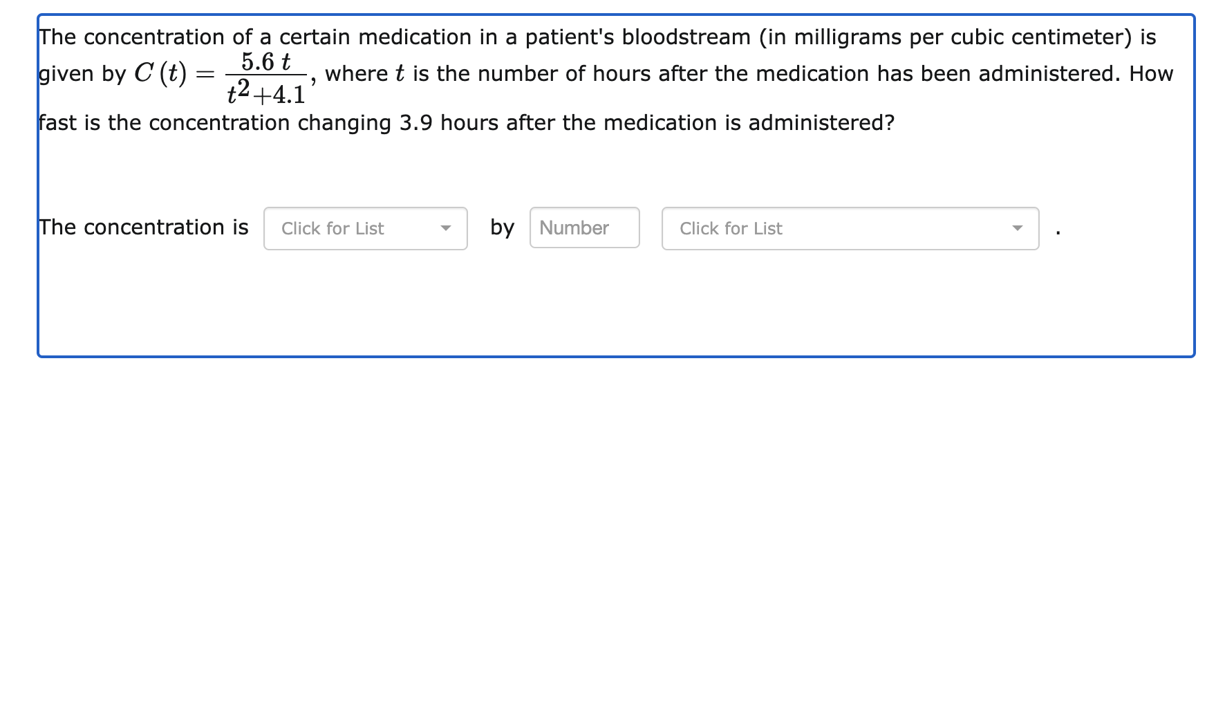 The concentration of a certain medication in a | Chegg.com