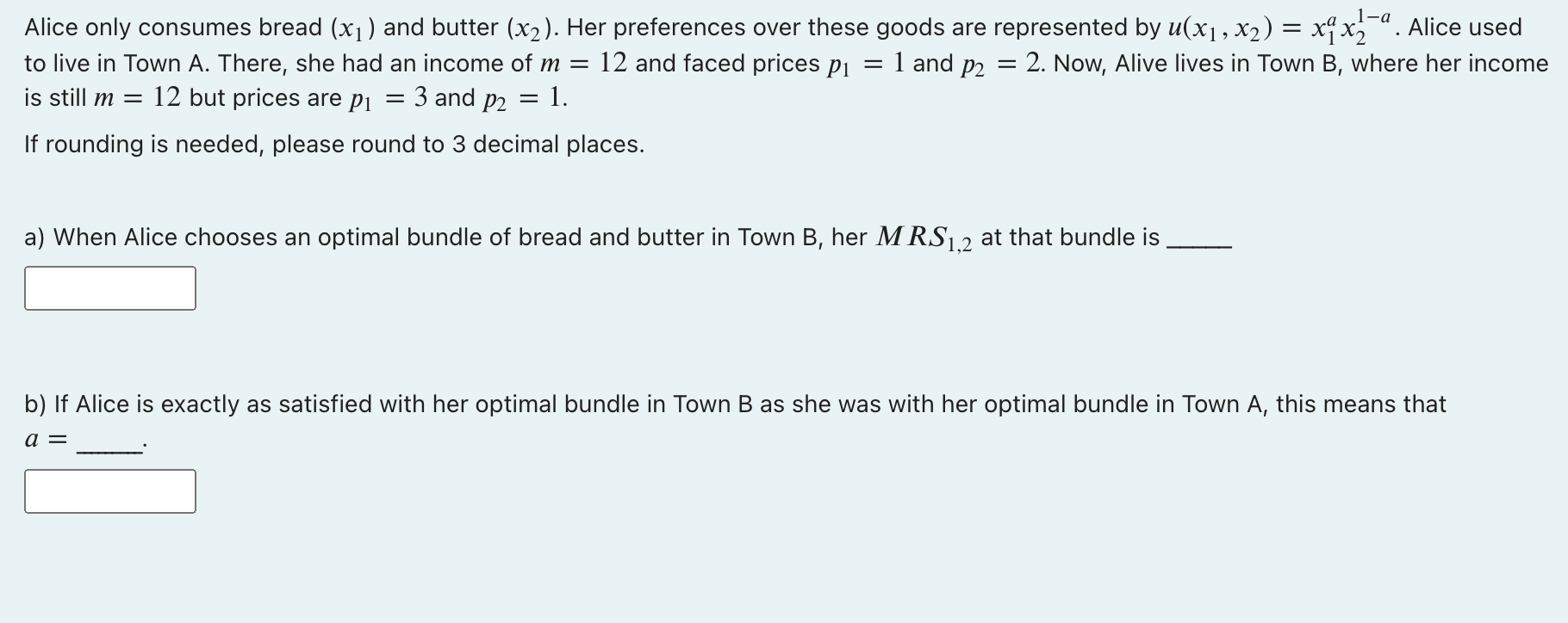 Solved Alice only consumes bread (x1) and butter (x2). Her | Chegg.com