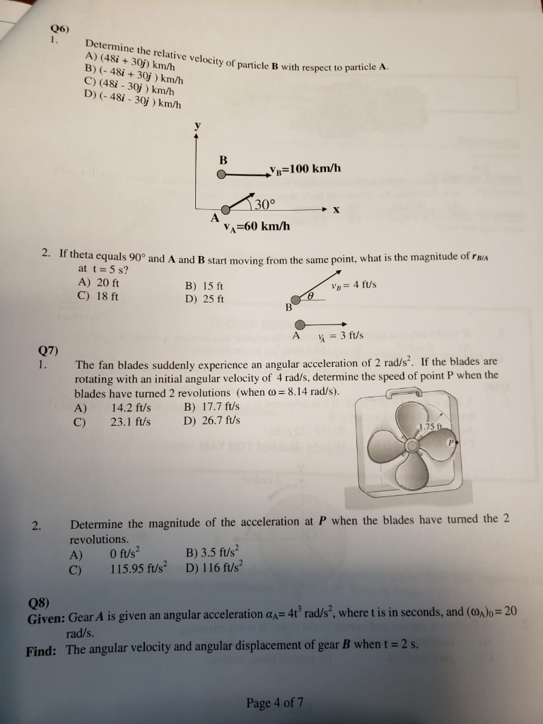 Solved 06 Determine The Relative Velocity Of Particle B With | Chegg.com