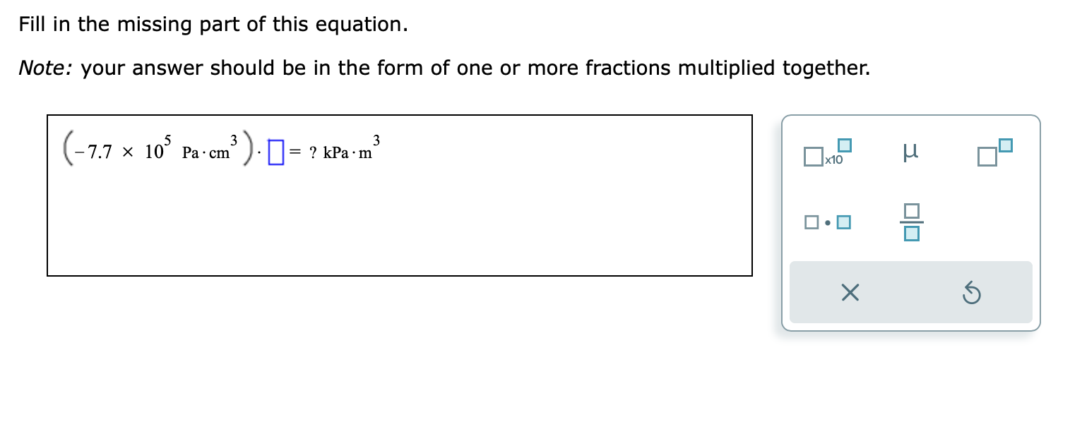 Solved Fill In The Missing Part Of This Equation. Note: Your | Chegg.com