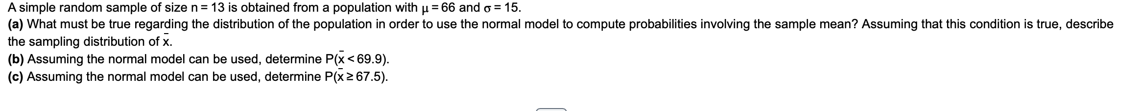 Solved A simple random sample of size n=13 is obtained from | Chegg.com