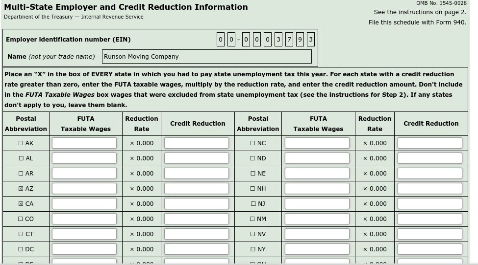 Note: Since the 2019 Form 940 and Schedule A were not | Chegg.com