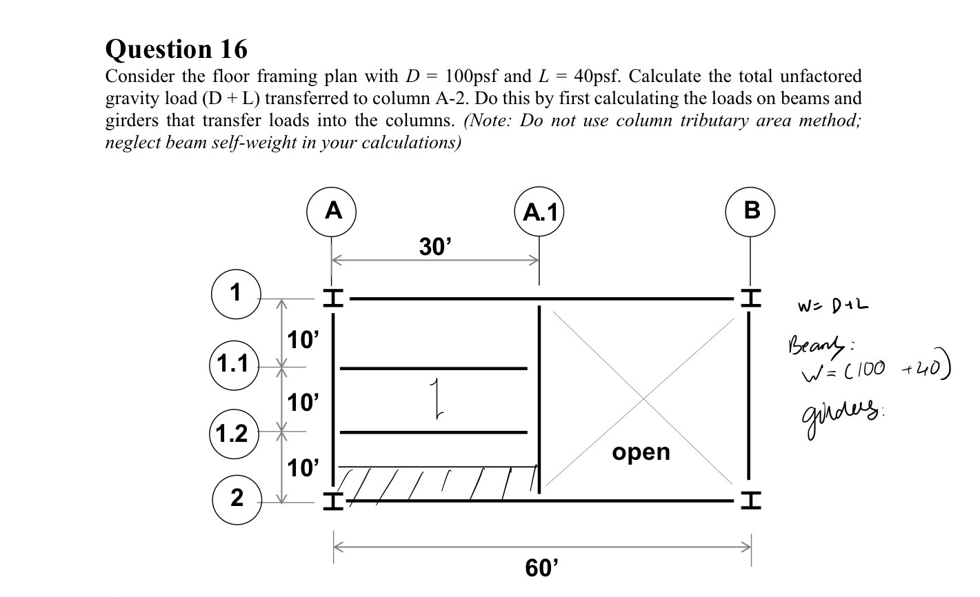 Solved Question 16 Consider the floor framing plan with | Chegg.com