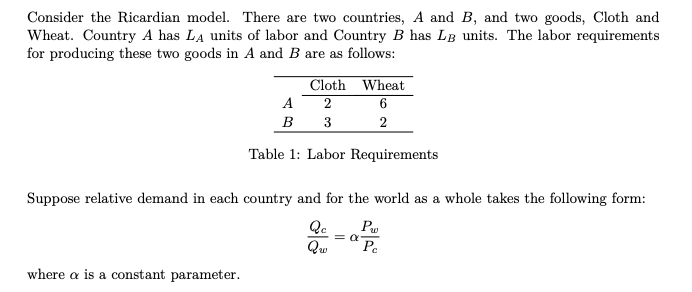 Consider the Ricardian model. There are two | Chegg.com