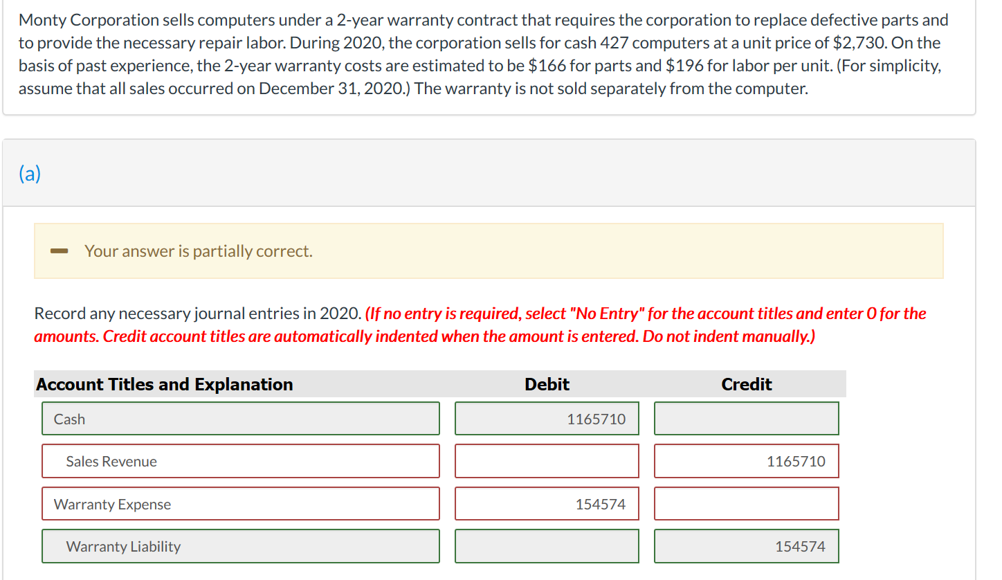 Solved Monty Corporation Sells Computers Under A 2-year | Chegg.com