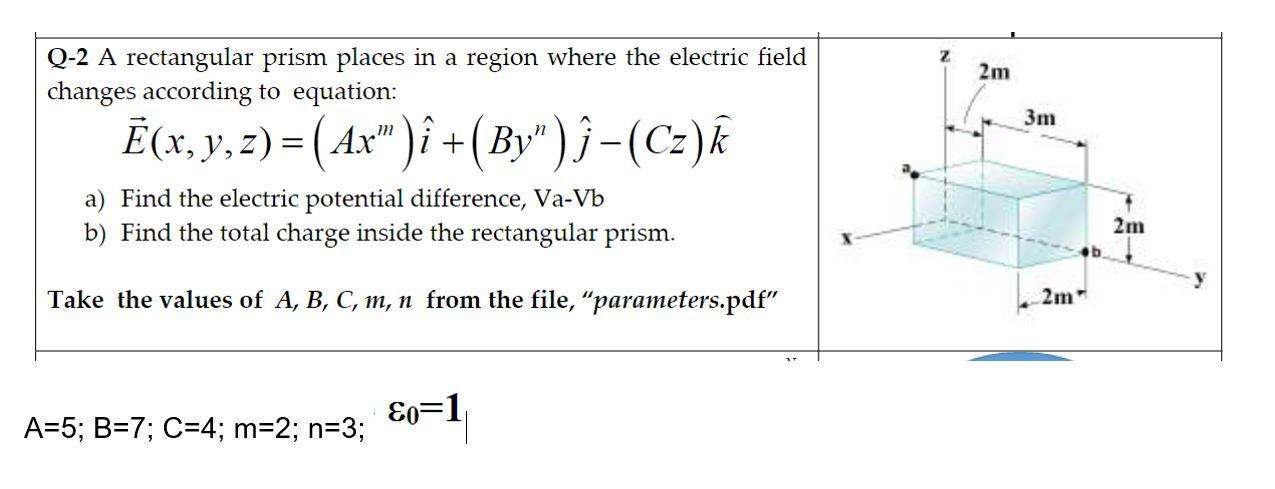 Solved Z Q 2 A Rectangular Prism Places In A Region Where Chegg Com