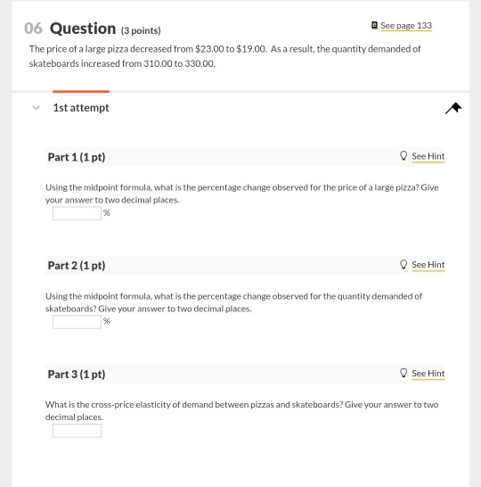 Solved 06 Question (3 points) See page 133 The price of a | Chegg.com