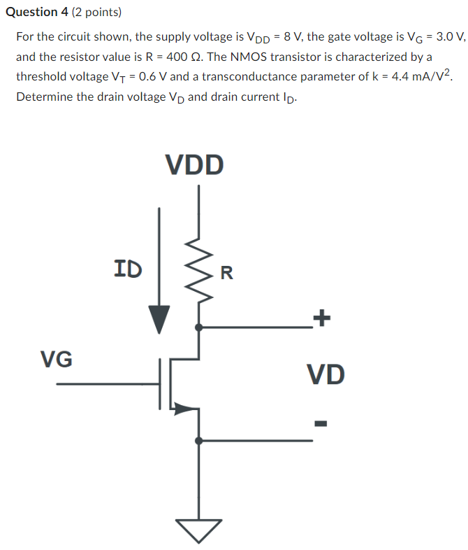 Solved Question 4 (2 points) For the circuit shown, the