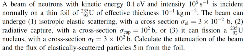 Solved A beam of neutrons with kinetic energy 0.1 eV and | Chegg.com