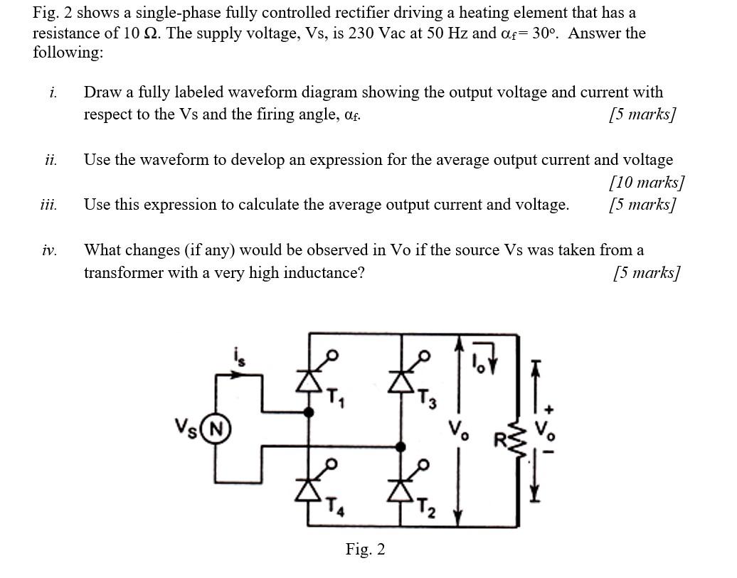 Solved Fig. 2 shows a single-phase fully controlled | Chegg.com