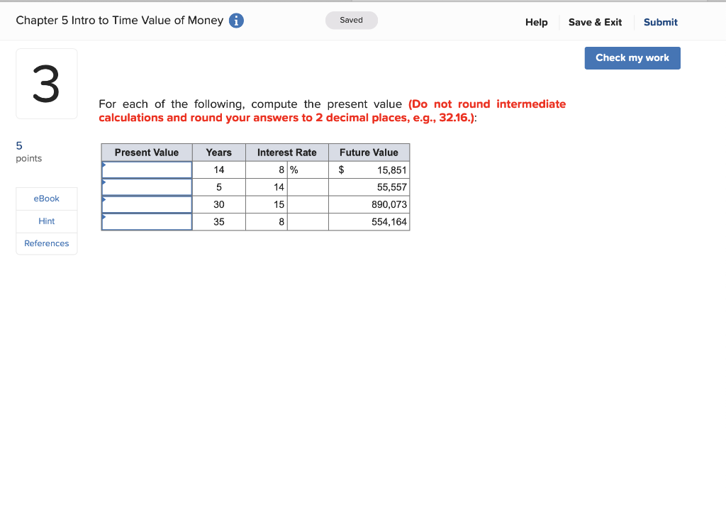 Solved Chapter 5 Intro To Time Value Of Money A Saved Help | Chegg.com