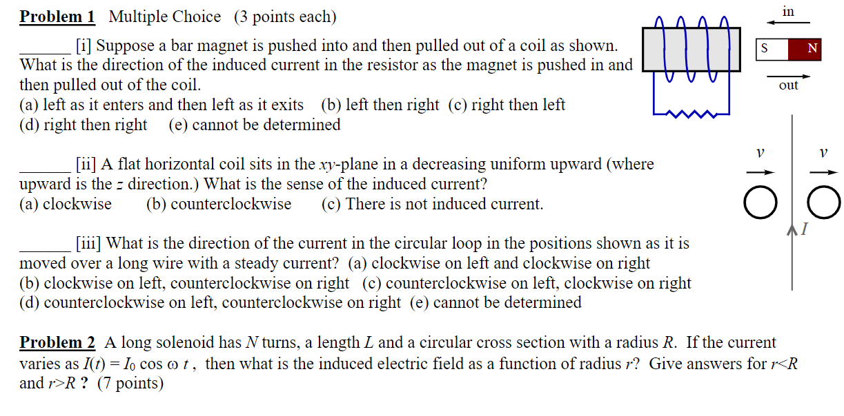 Solved In S Problem 1 Multiple Choice 3 Points Each I Chegg Com