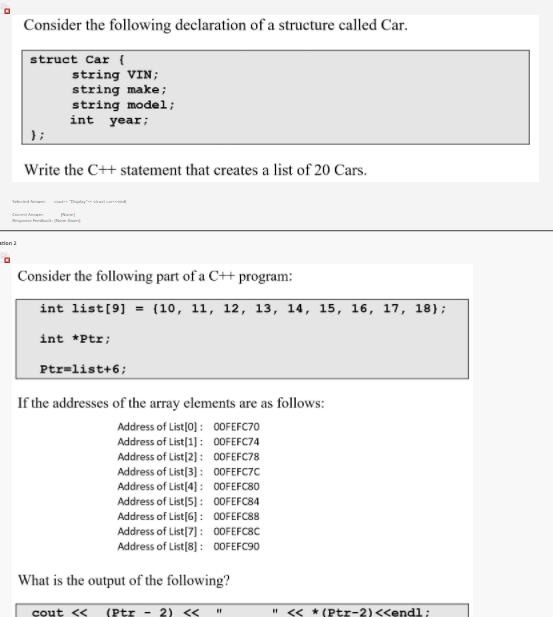 Solved Consider the following declaration of a structure | Chegg.com