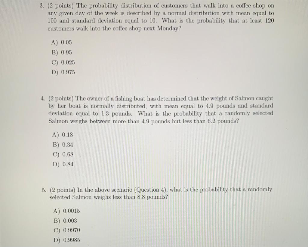 Solved 3. (2 points) The probability distribution of | Chegg.com