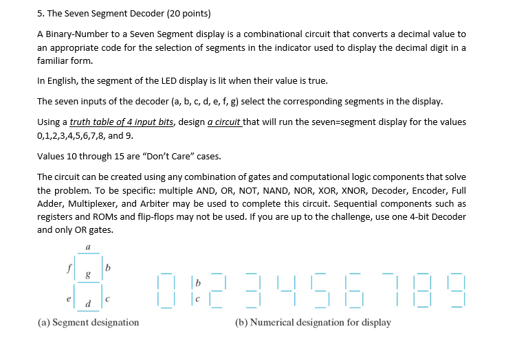 Solved 5. The Seven Segment Decoder (20 points) A | Chegg.com