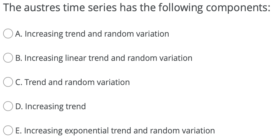 Solved The 'austres' dataset contains data on the number in | Chegg.com