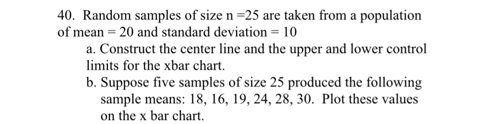 Solved 40. Random samples of size n=25 are taken from a | Chegg.com