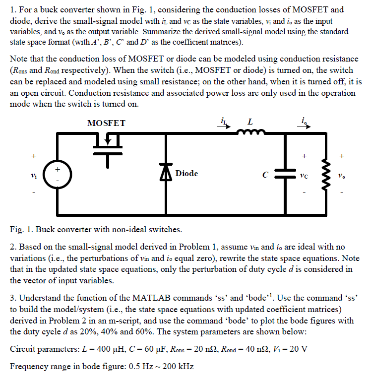 Solved 1. For a buck converter shown in Fig. 1, considering