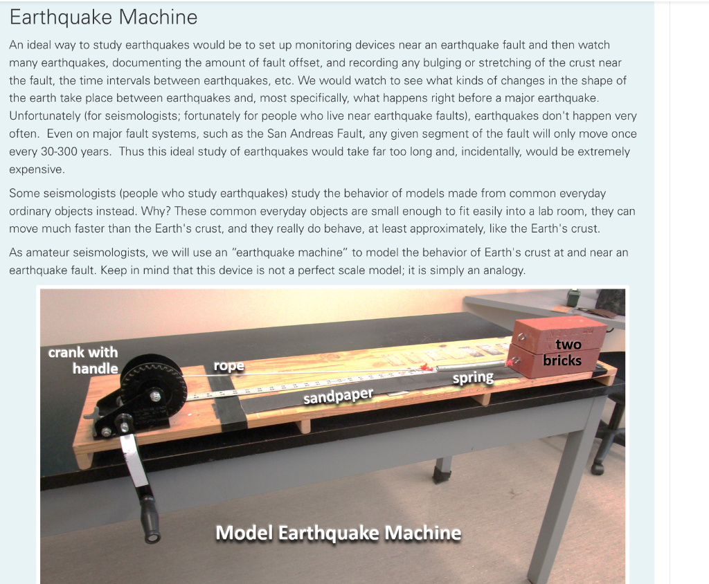 Solved Earthquake Machine An ideal way