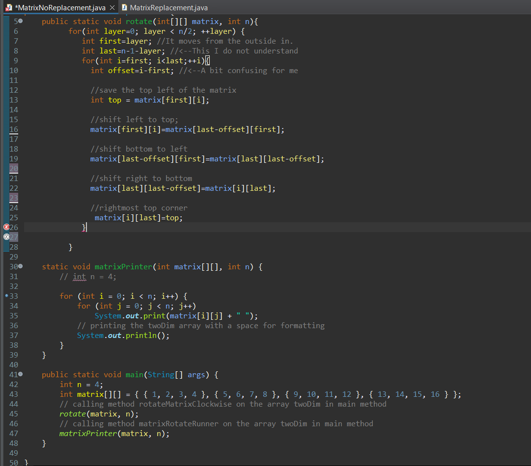 Solved I need to rotate the array by 90 degrees without | Chegg.com