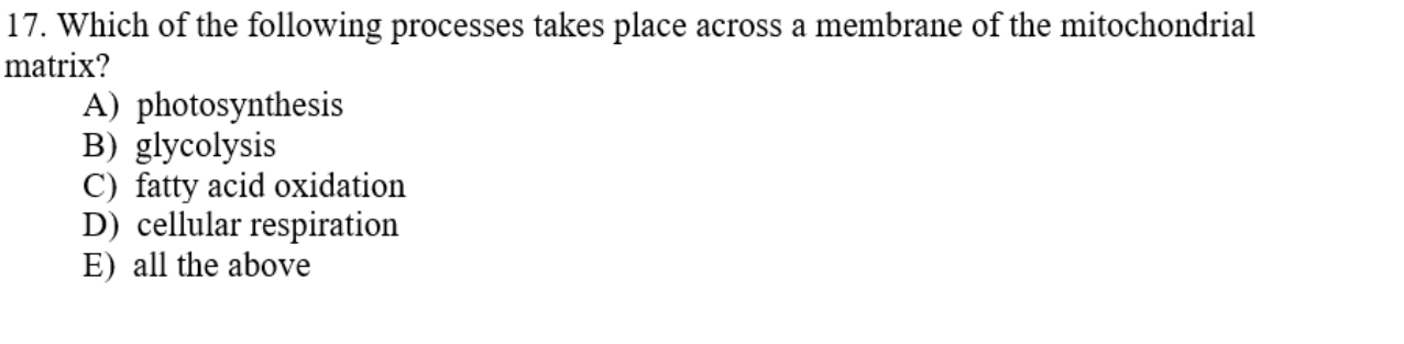 Solved 17. Which of the following processes takes place | Chegg.com