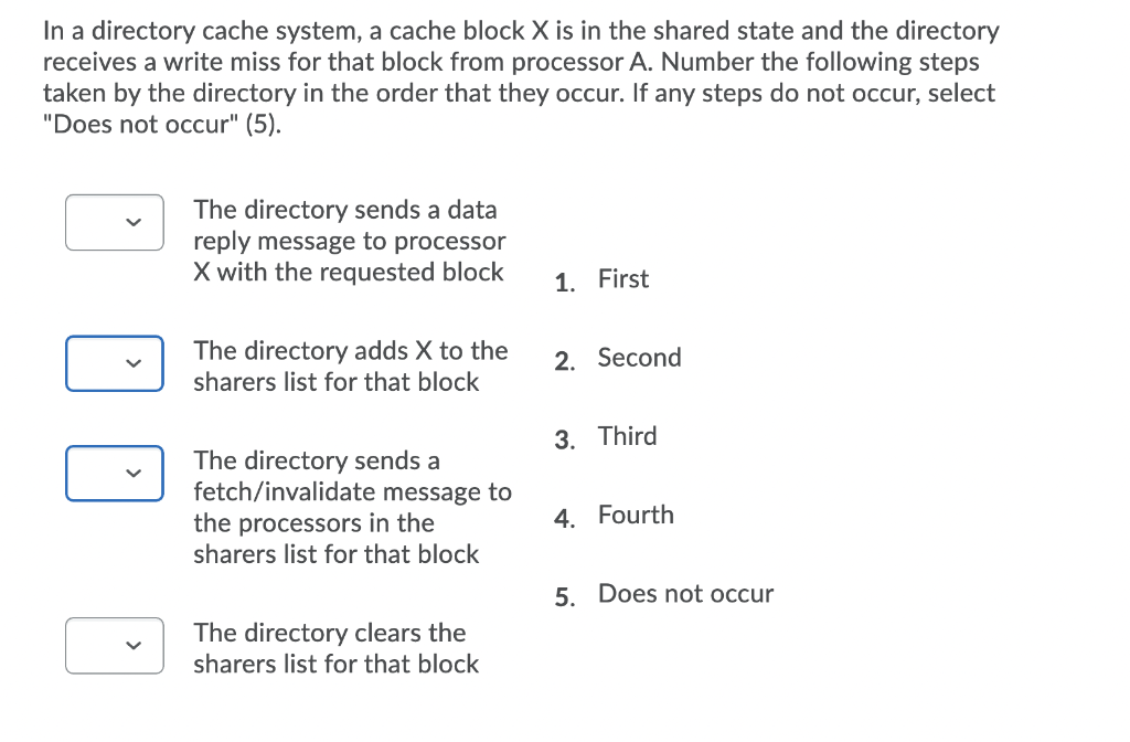 Solved In a directory cache system a cache block X is in Chegg com