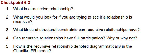 Solved Checkpoint 6.2 1. What is a recursive relationship? | Chegg.com