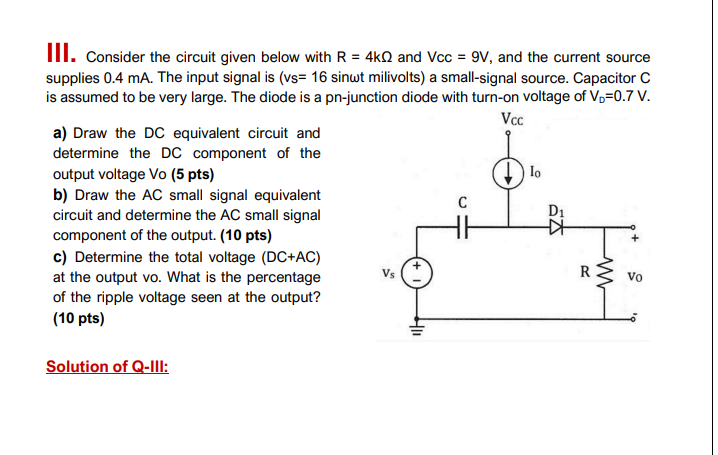 Solved II. Consider the circuit given below with R=4kΩ and | Chegg.com