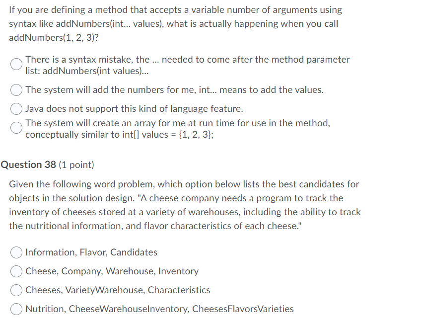 Solved If you are defining a method that accepts a variable | Chegg.com