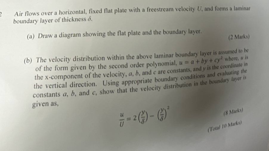 Solved Air flows over a horizontal, fixed flat plate with a | Chegg.com