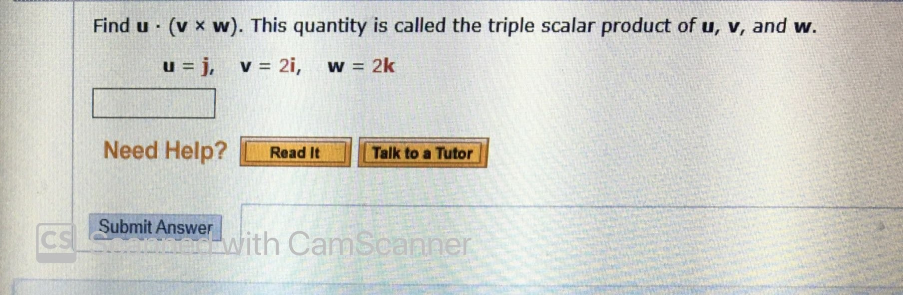 Solved Find U V W This Quantity Is Called The Tripl Chegg Com