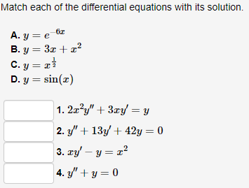 Solved Match each of the differential equations with its | Chegg.com
