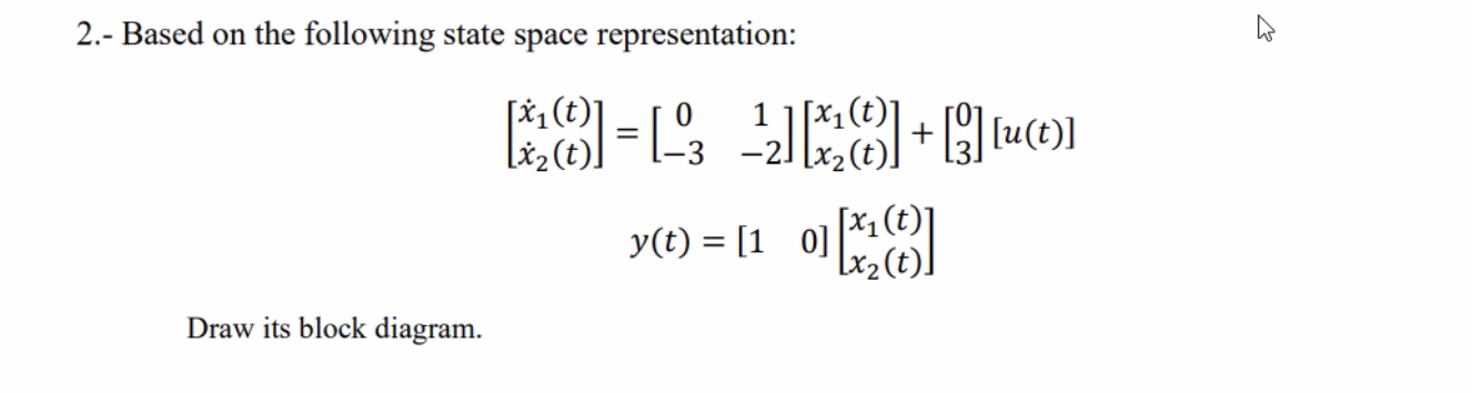 Solved 2.- Based on the following state space | Chegg.com