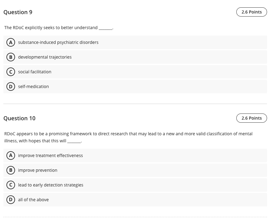 Solved Question 9 The RDoC explicitly seeks to better | Chegg.com