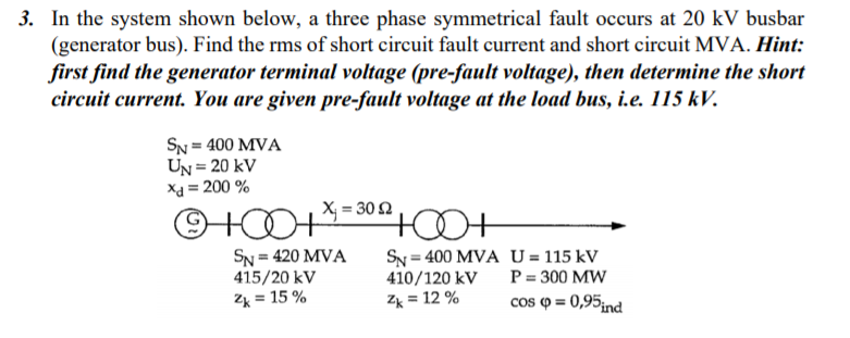 Solved 3. In the system shown below, a three phase | Chegg.com