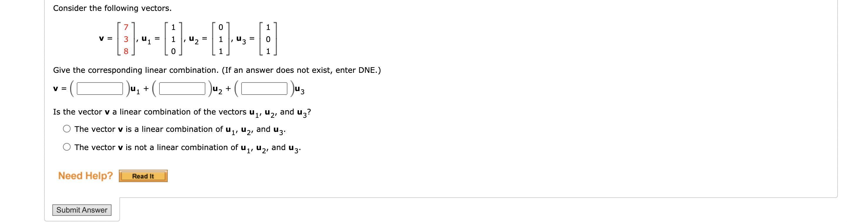 Solved 5percent Problem 20 Consider The Following Vectors Or Cheggcom