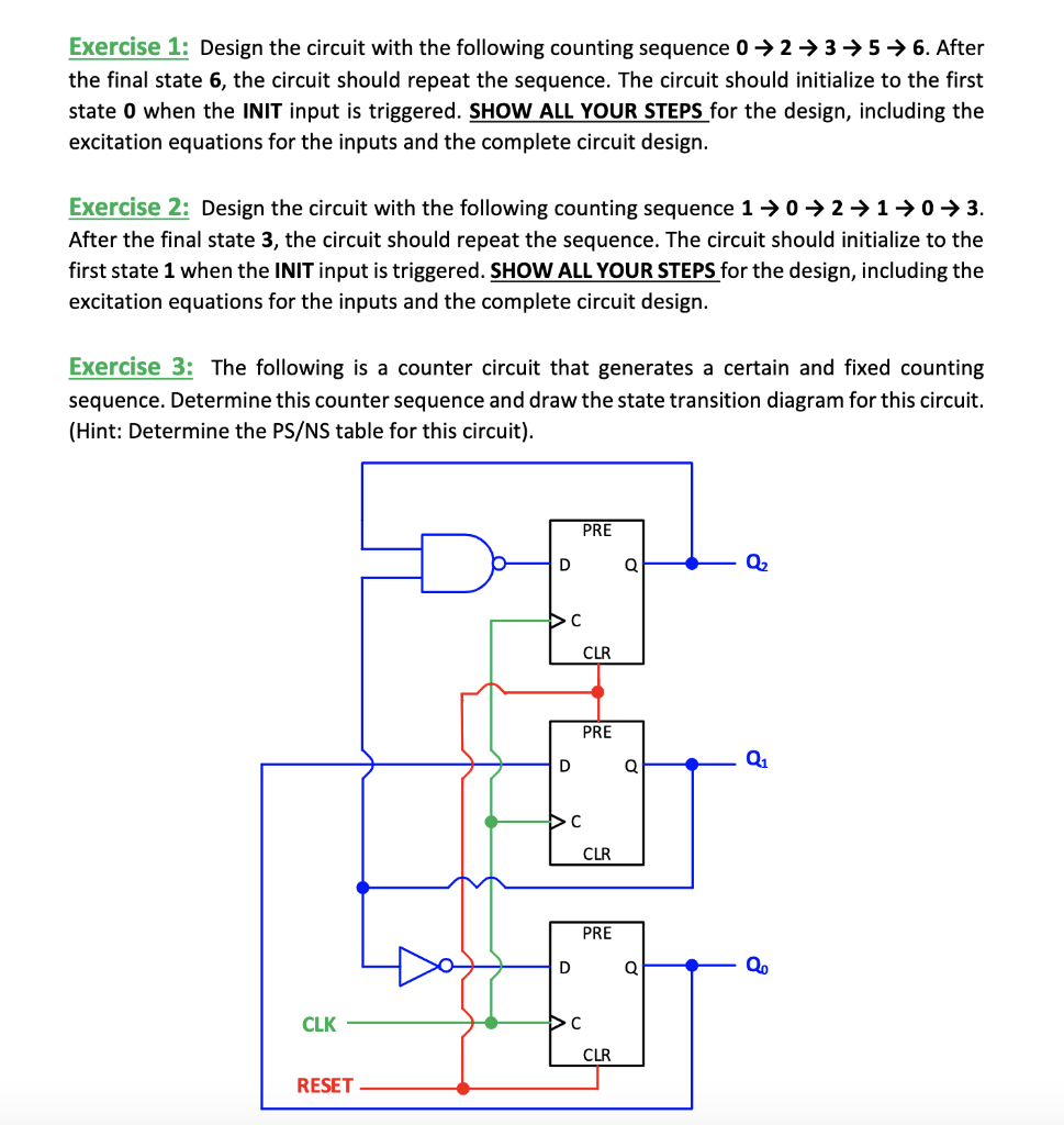 Solved Exercise 1: Design the circuit with the following | Chegg.com