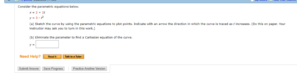 Solved Consider the parametric equations below x-2+2t (a) | Chegg.com