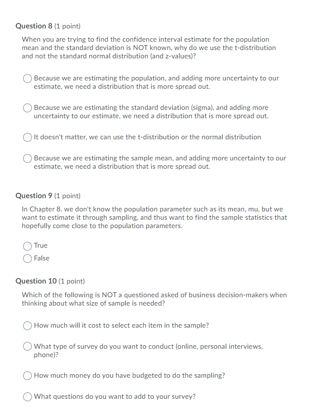Solved Question 8 (1 point) When you are trying to find the | Chegg.com