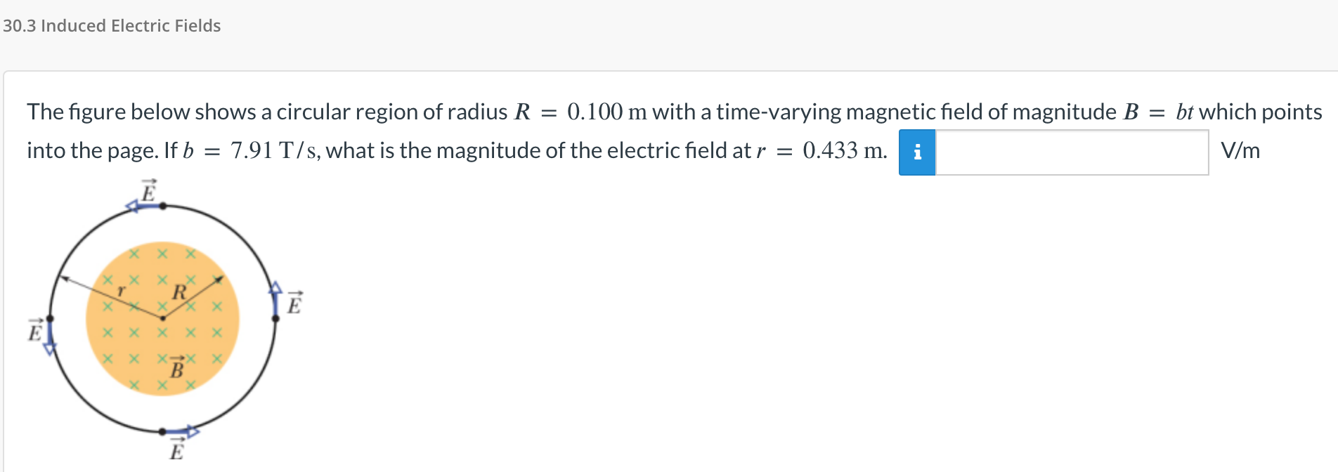 Solved 30.3 Induced Electric Fields The figure below shows a | Chegg.com