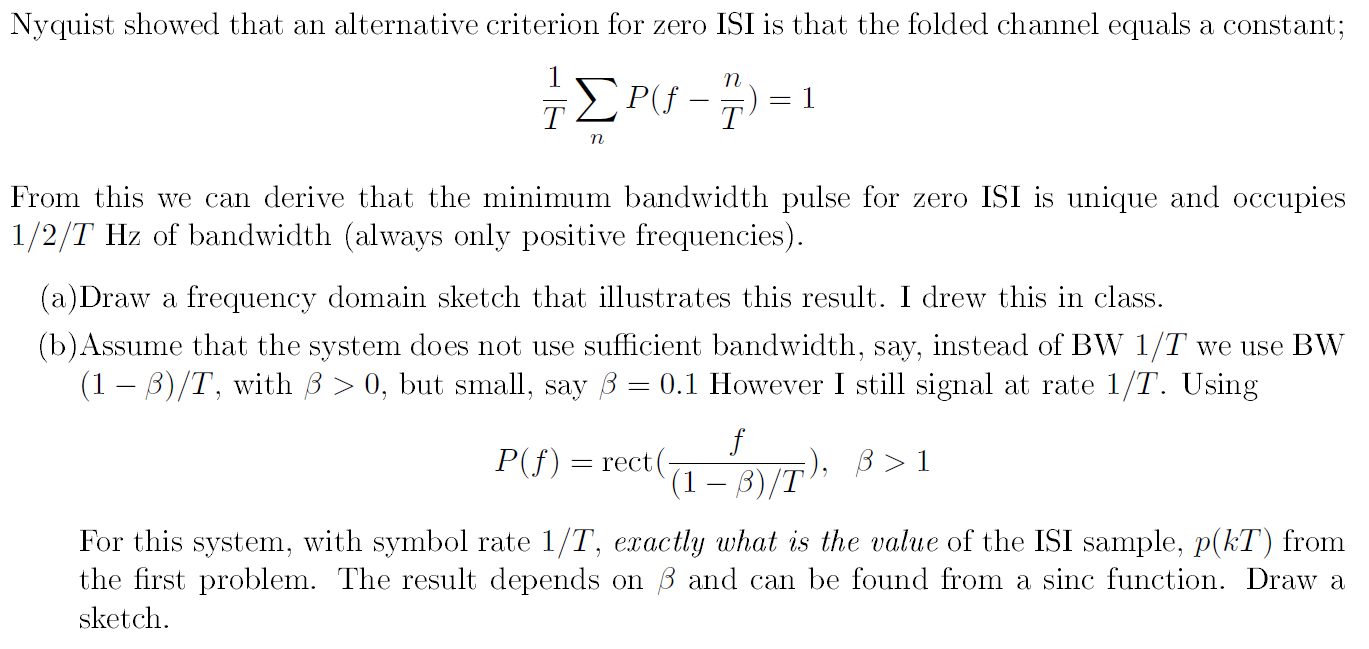 Nyquist Showed That An Alternative Criterion For Zero Chegg Com