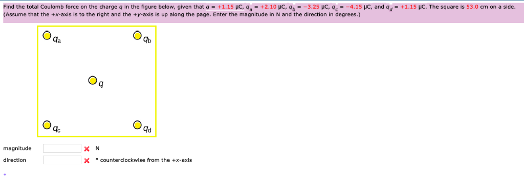 Solved Find the total Coulomb force on the charge q in the | Chegg.com