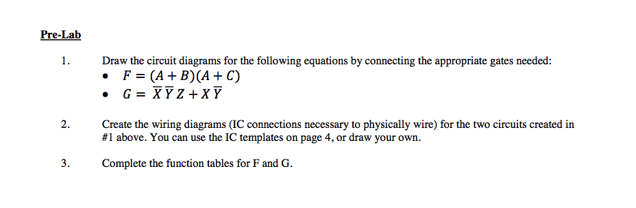 Solved Pre-Lab 1 Draw the circuit diagrams for the following | Chegg.com