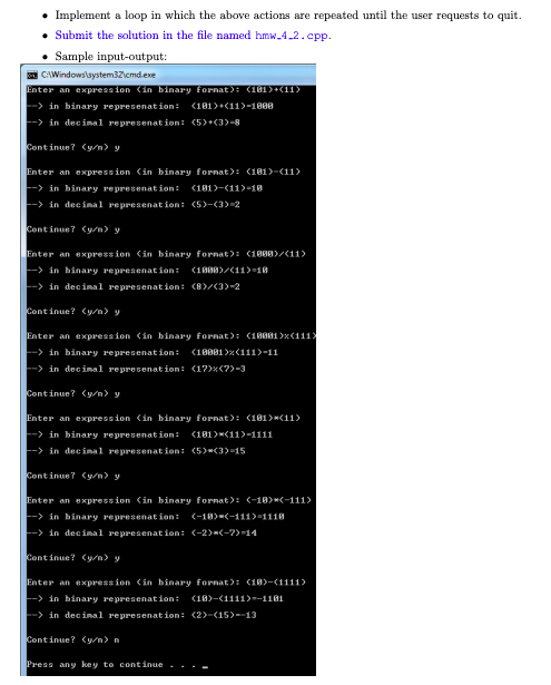 Problem 2. Binary calculator Write a program that | Chegg.com