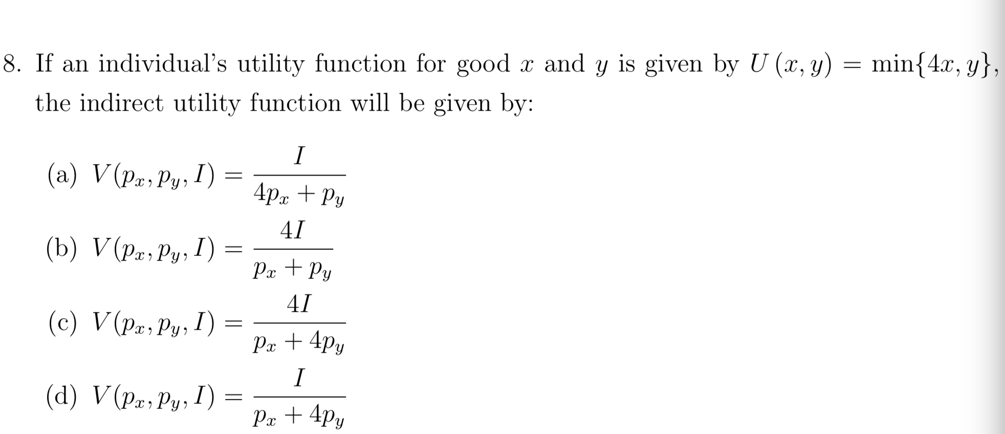 Solved 8 If An Individual S Utility Function For Good X And Chegg Com